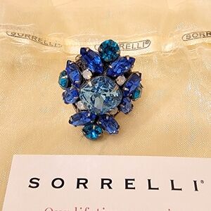 Sorrelli Aquatic Crystal Cluster Cocktail Ring